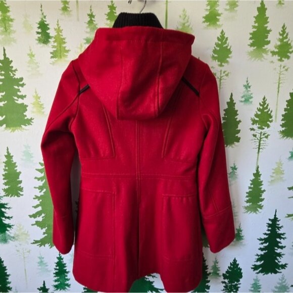 Women's Guess Red Toggle Wool Blend Duffle Coat - Picture 2 of 15